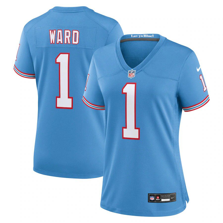 Women Tennessee Titans 1 Cam Ward Nike Light Blue 2025 NFL Draft 2nd Alternate Game Jersey